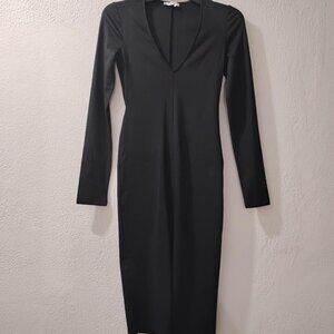 ZARA TRAFALUC -S- (lycras fabric)PENCIL BLACK DRESS LONG SLEEVE - KNIT